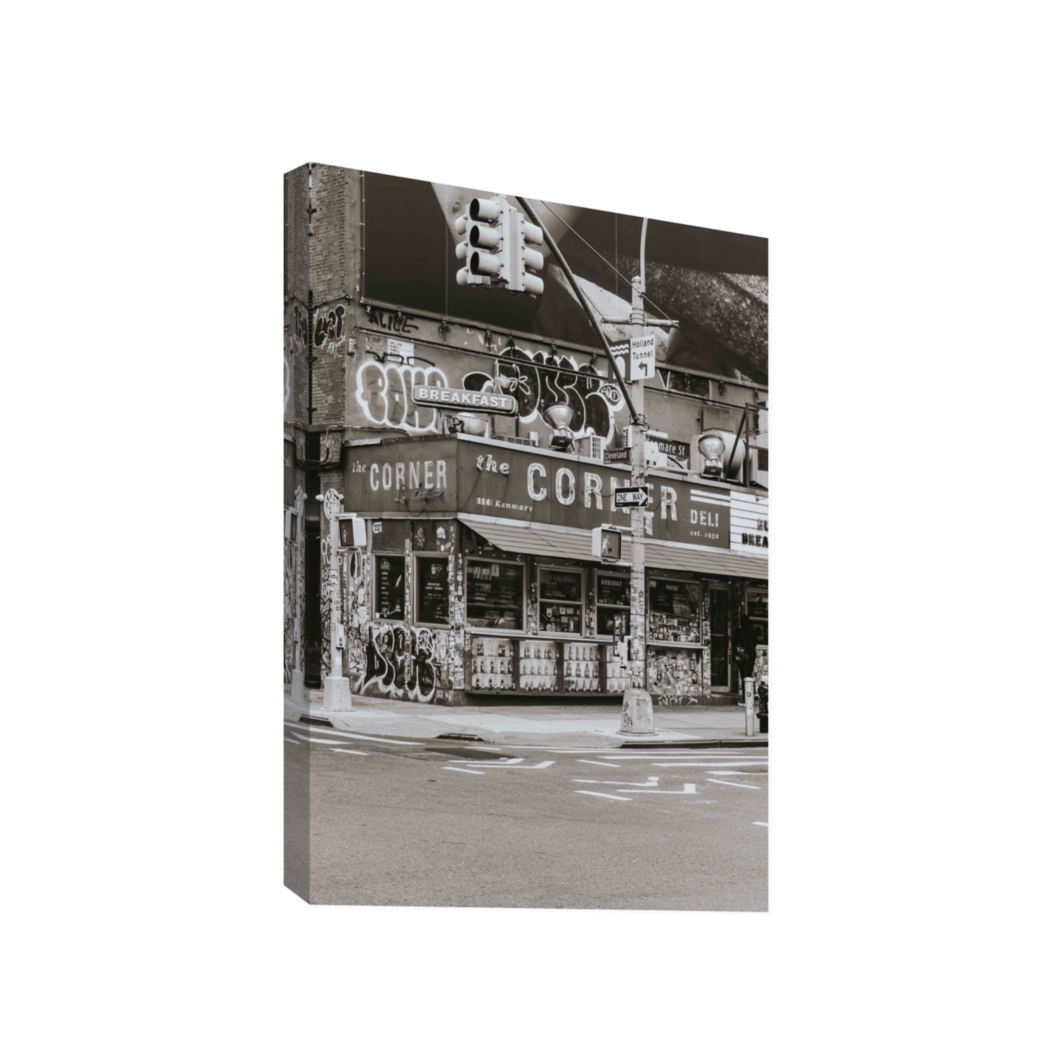 Soho Deli New York NYC Black & White wall art Gallery stretched canvas print
