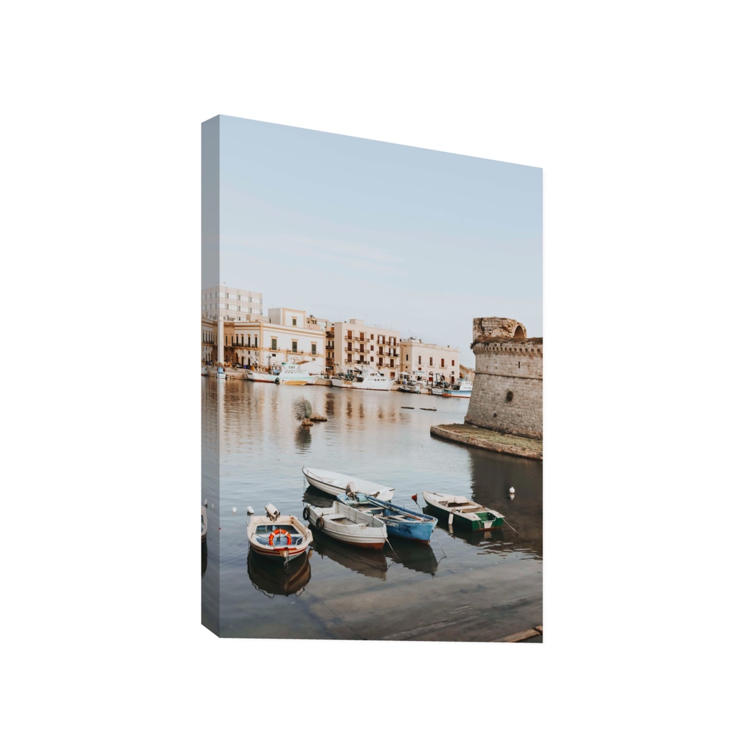 Gallipoli Harbour Puglia coastal wall art Gallery stretched canvas print