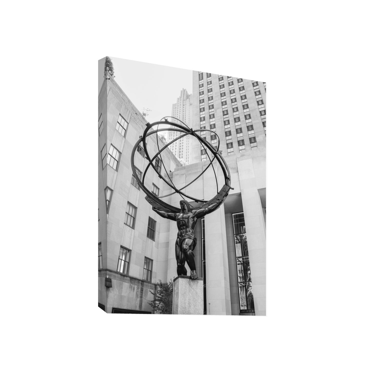 Atlas Ascends New York NYC Black & White wall art Gallery stretched canvas print