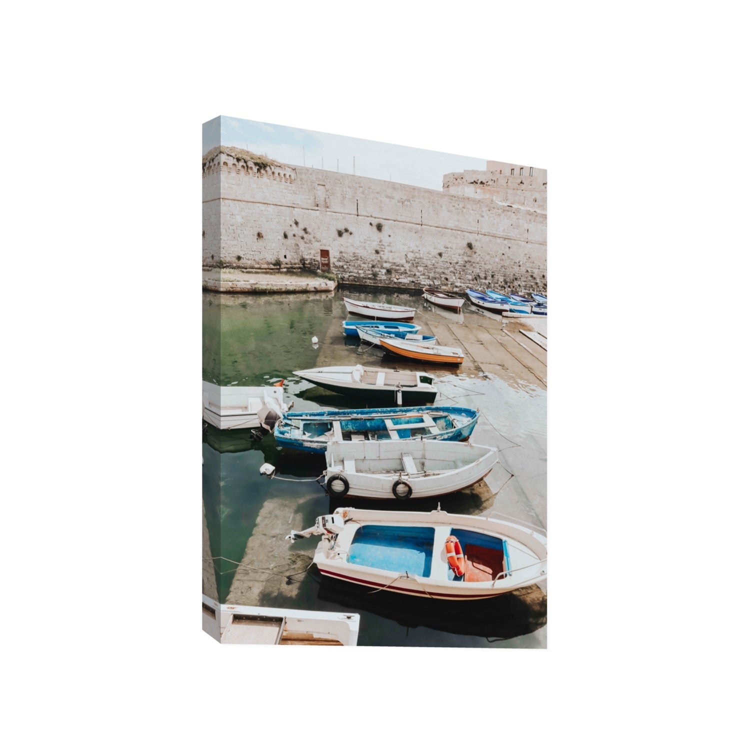 Harbour Palette Puglia coastal photography wall art Gallery stretched canvas print