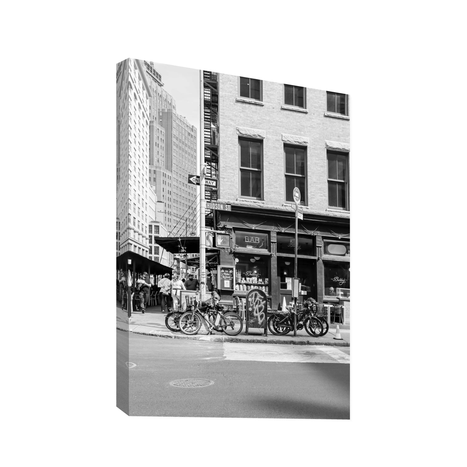 Bites Of The Big Apple New York NYC Black & White wall art Statement stretched canvas print
