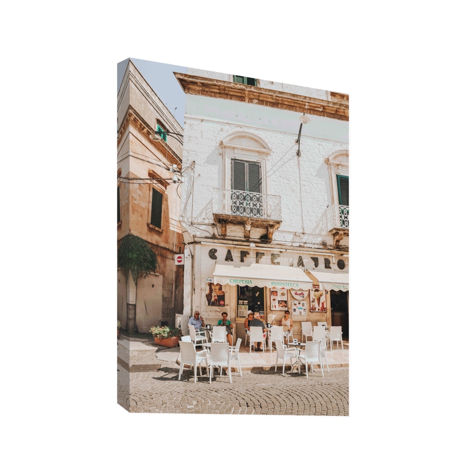 Cafe Ostuni Puglia Café Ostuni Italian wall art Statement stretched canvas print