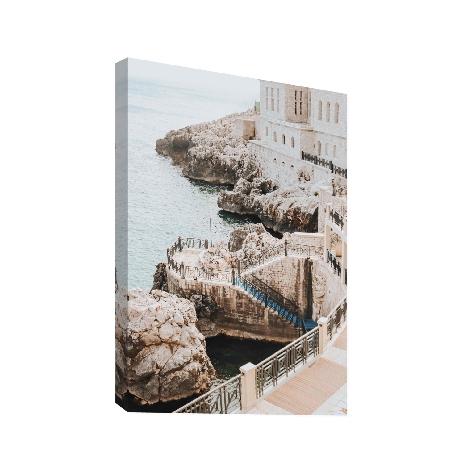 Wellness Centre Puglia coastal wall art Statement stretched canvas print