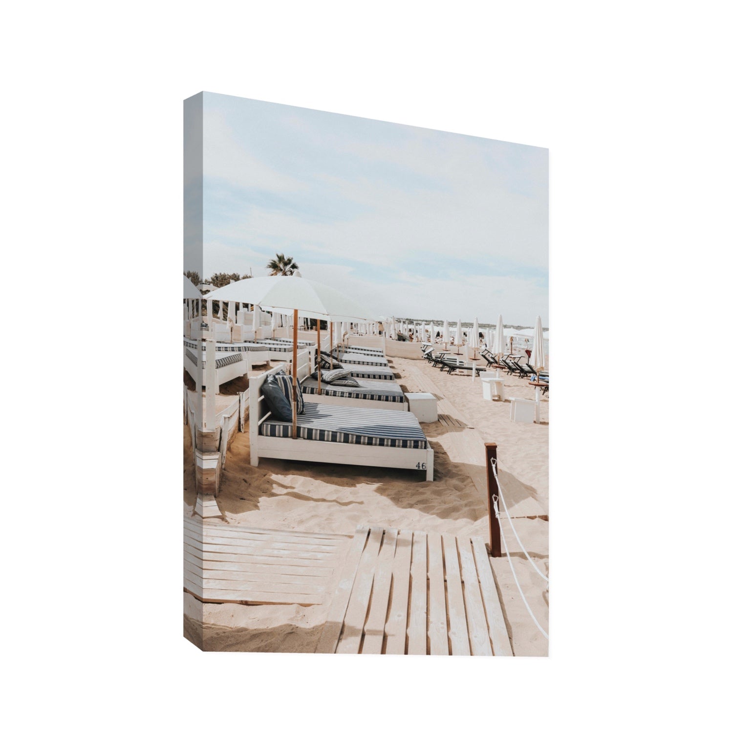 Coastal Repose Puglia beach Mediterranean fine art print Statement stretched canvas print