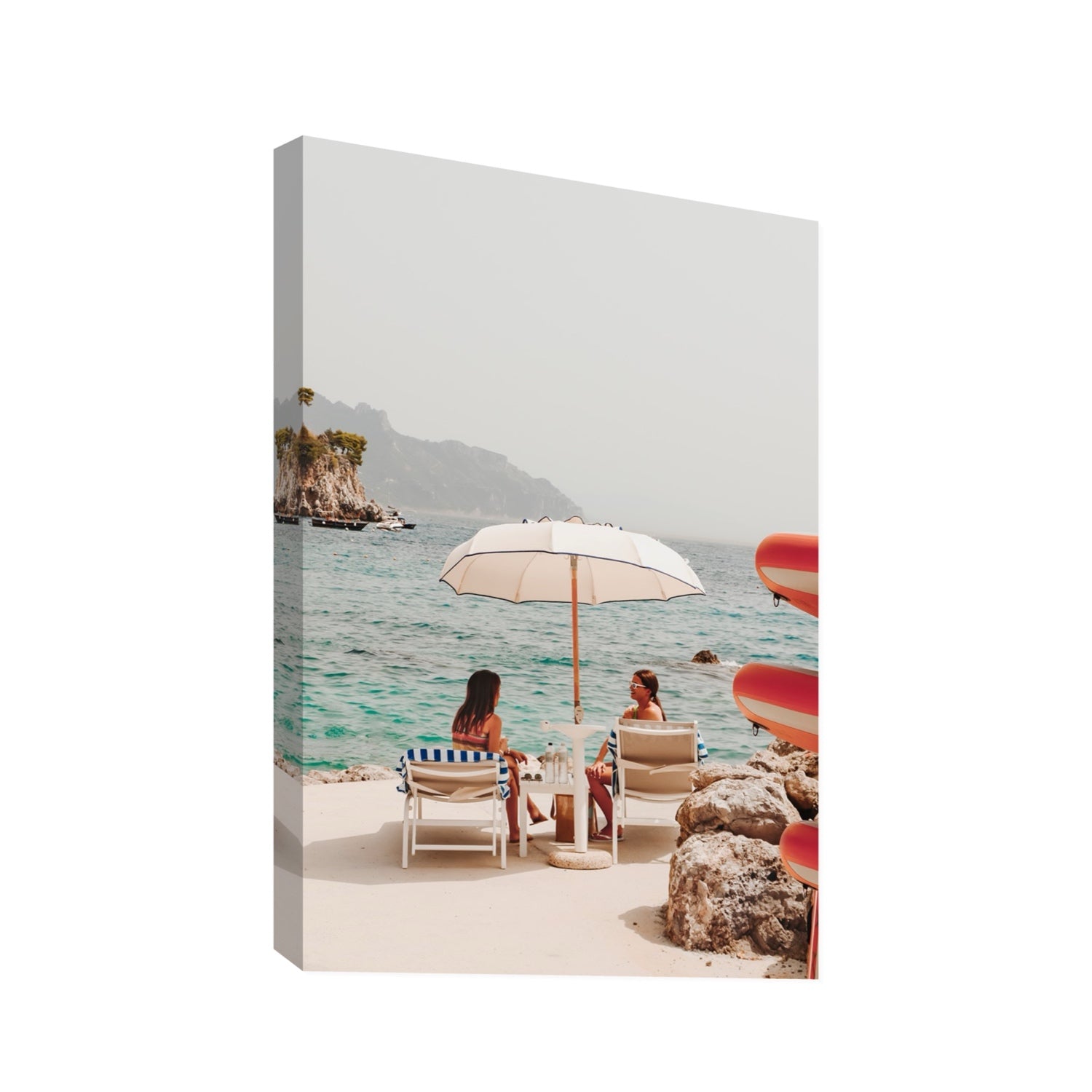 Salty Banter Amalfi Mediterranean wall art Statement stretched canvas print