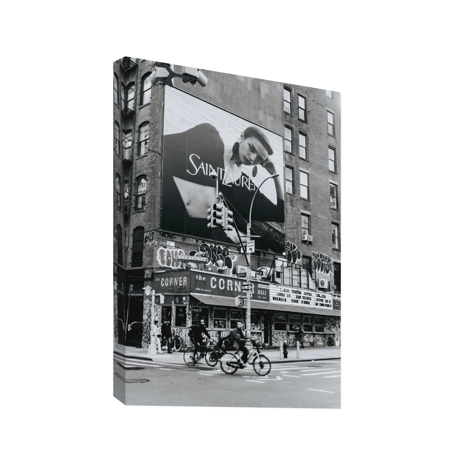Runway To Rooftops New York NYC Black & White wall art Statement stretched canvas print