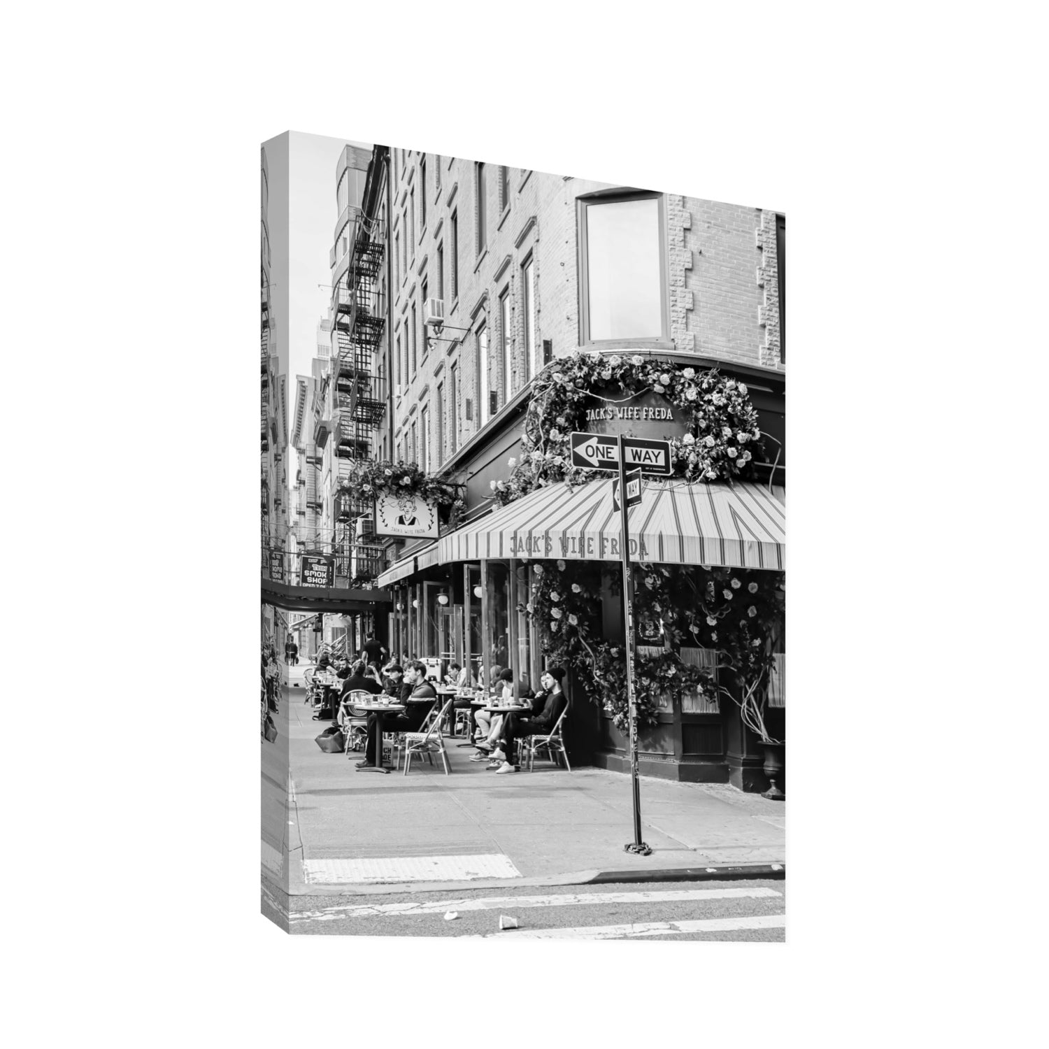 Freda's Feast New York NYC Black & White wall art Statement stretched canvas print