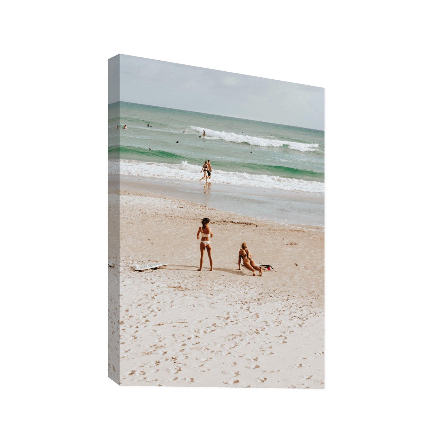 Gidget & Betty Byron Bay beach coastal wall art Statement stretched canvas print