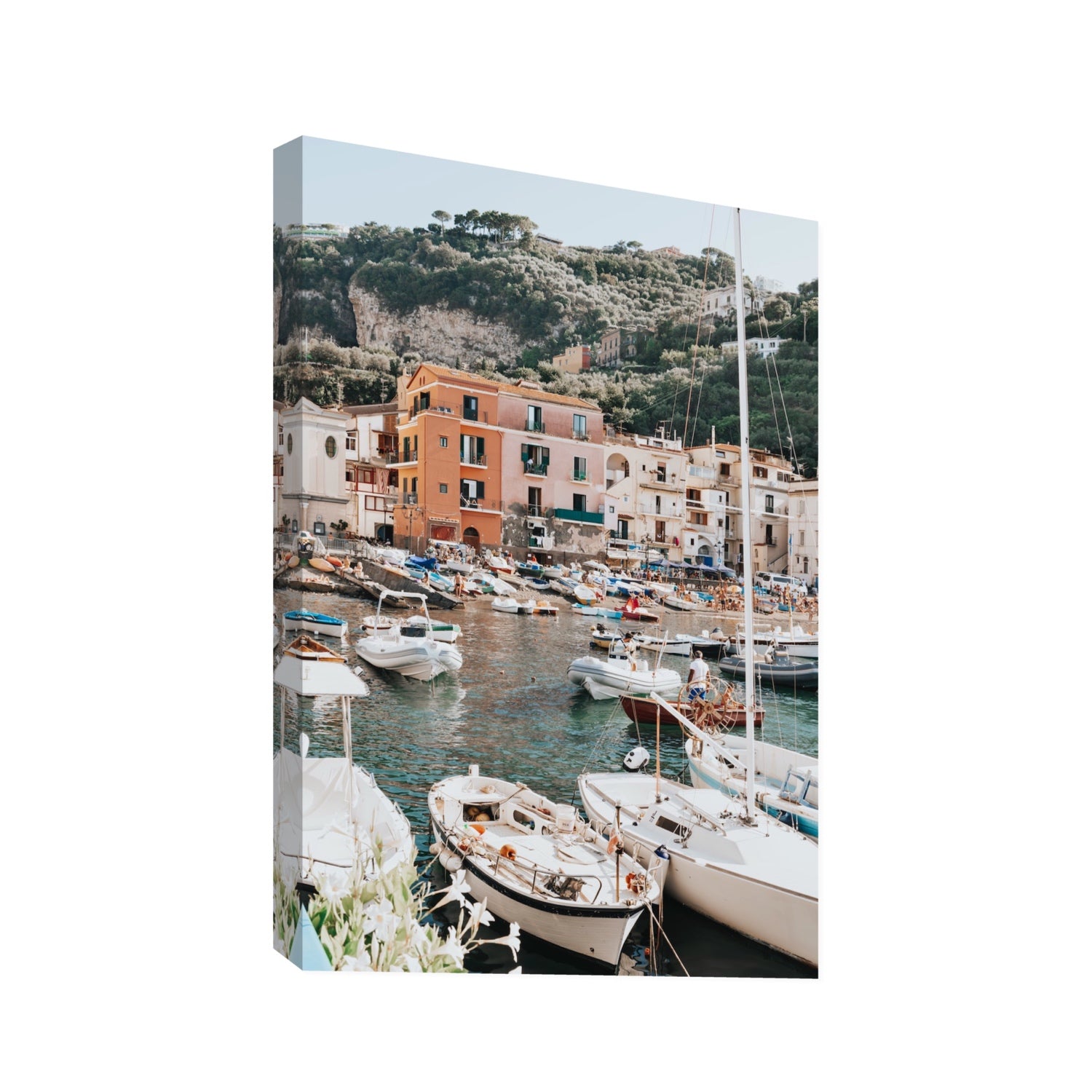 Marina Grande Sorrento coastal Italian wall art Statement stretched canvas print