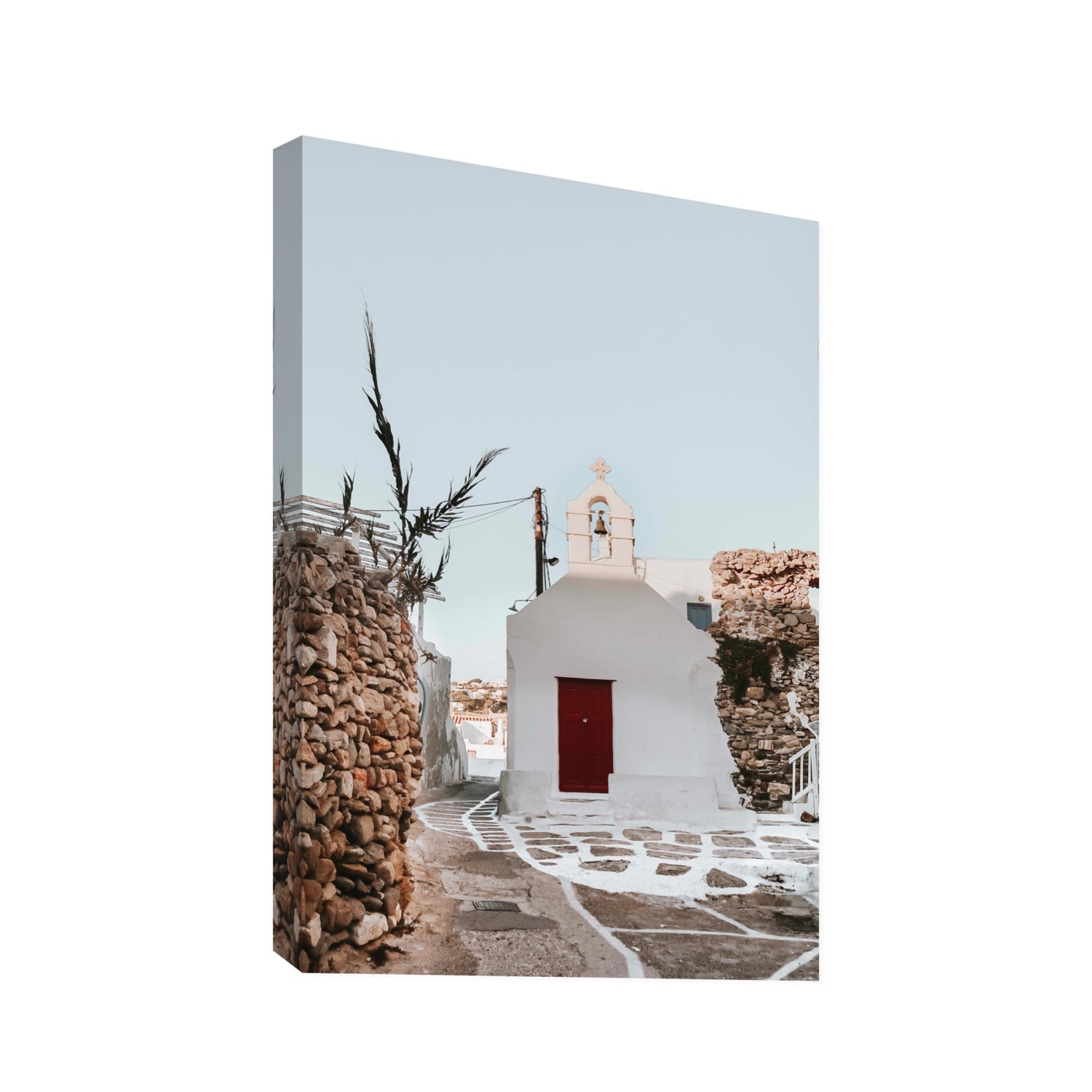 Little Chapel Mykonos Greek island wall art Statement stretched canvas print