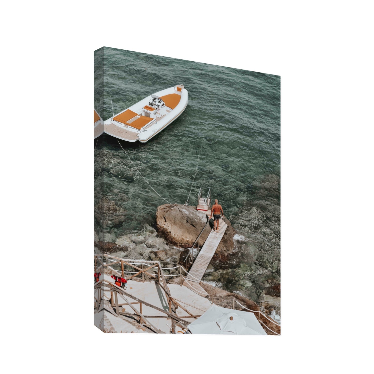 Secret Cove Tuscany coastal Italian wall art Statement stretched canvas print