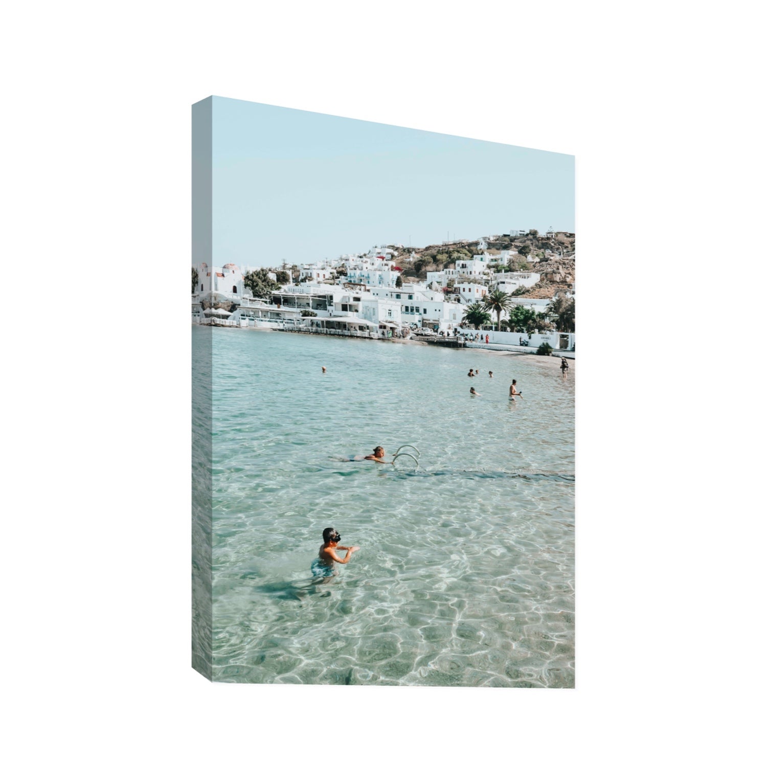 Beside The Seaside Mykonos beach Greek island wall art Statement stretched canvas print