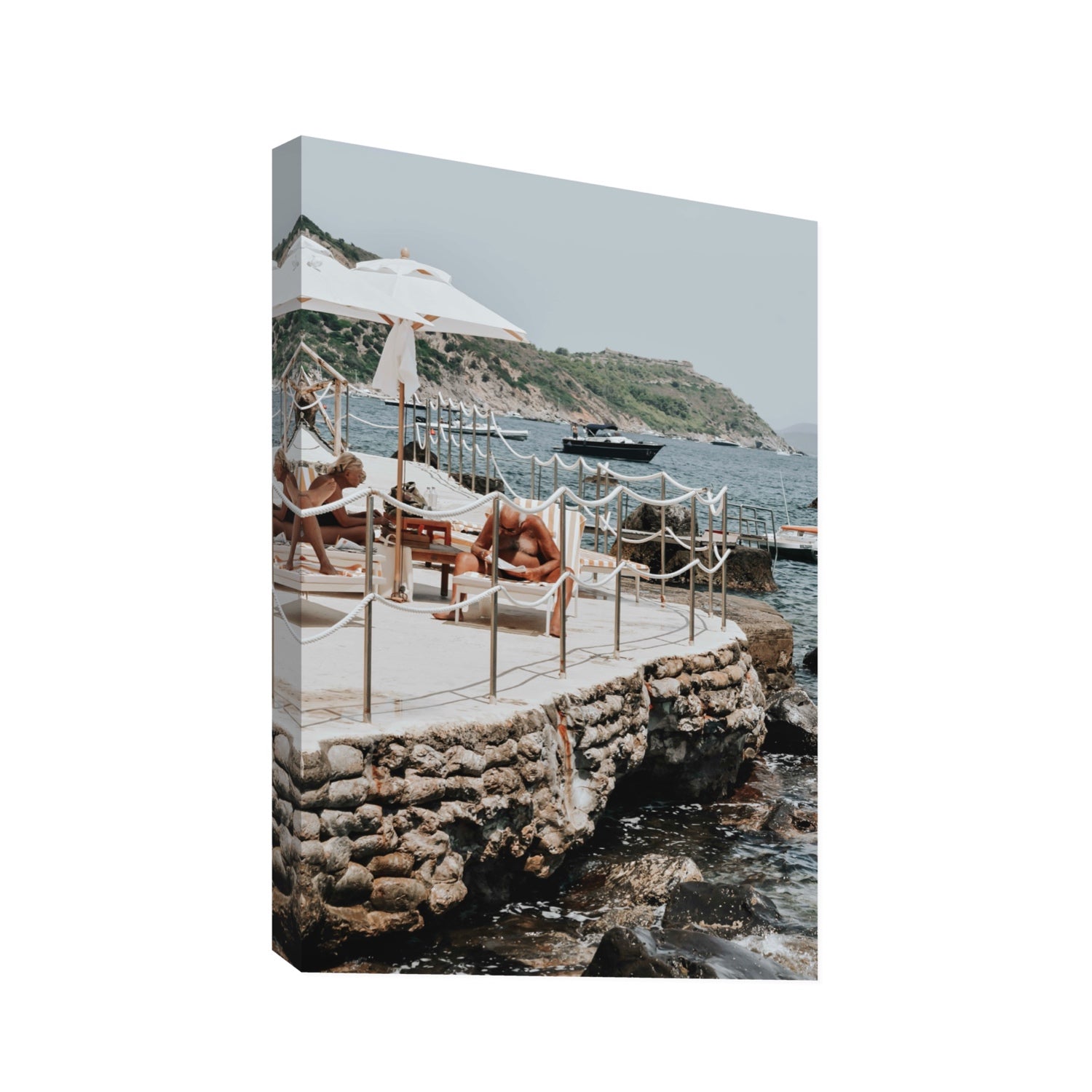 Nonno e Nonna Tuscany coastal Italian wall art Statement stretched canvas print