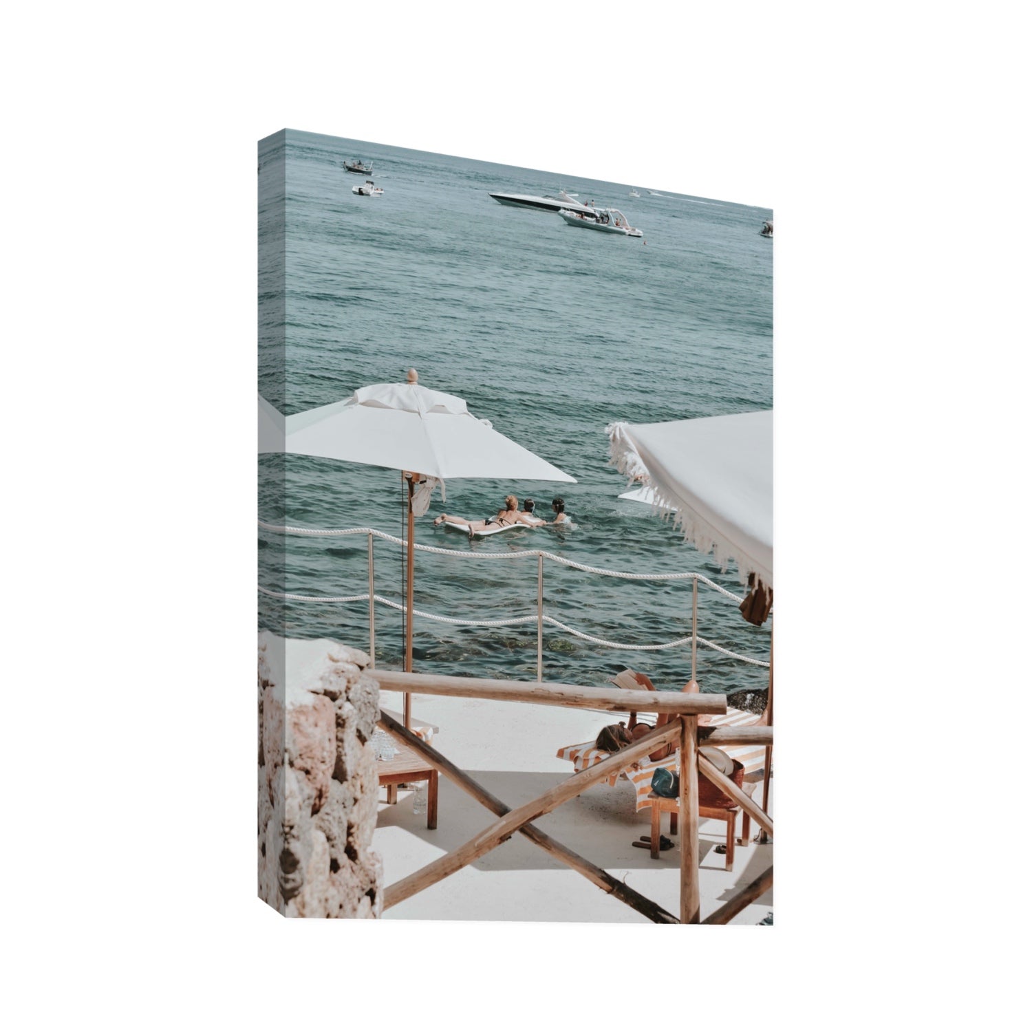 Hideaway Tuscany coastal Mediterranean wall art Statement stretched canvas print
