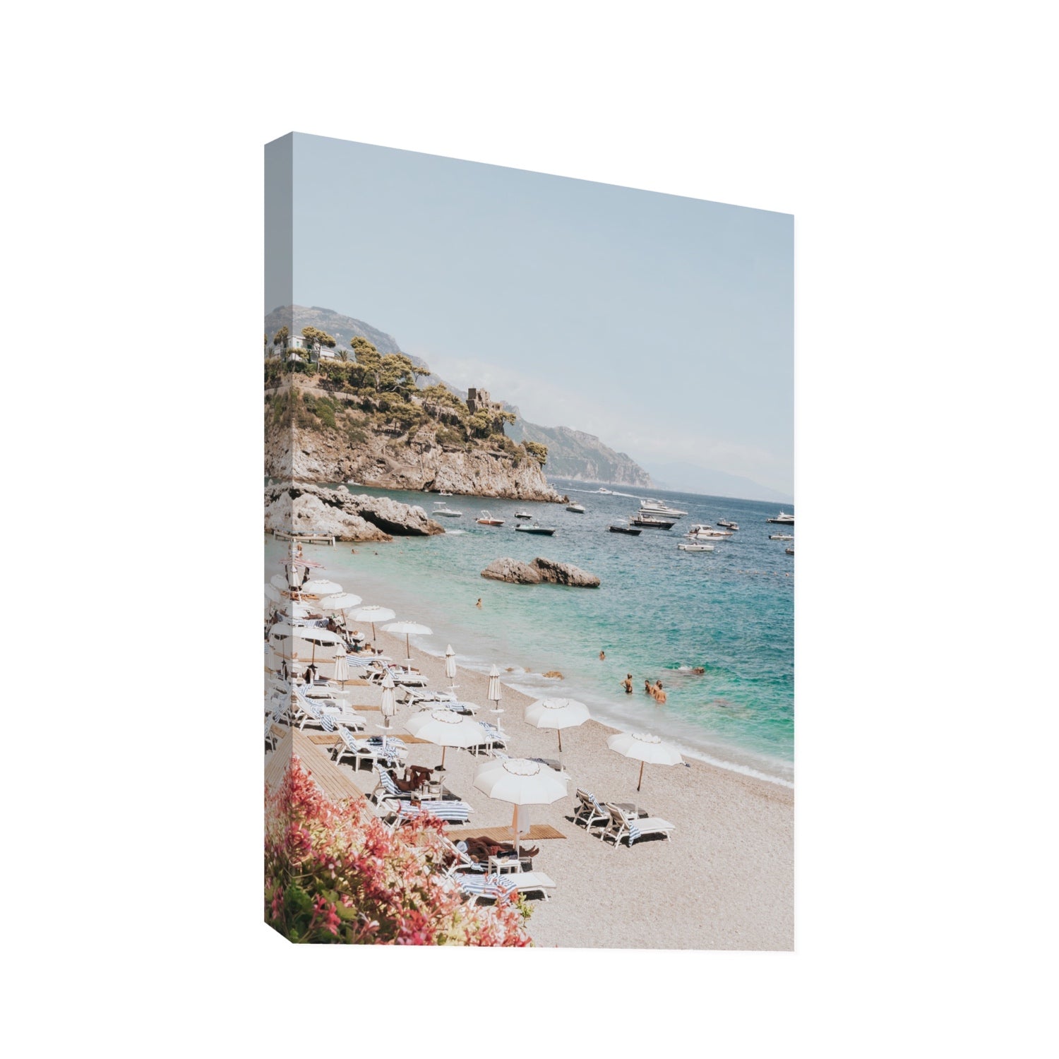 Seaview Refuge Amalfi coastal wall art statement stretched canvas print