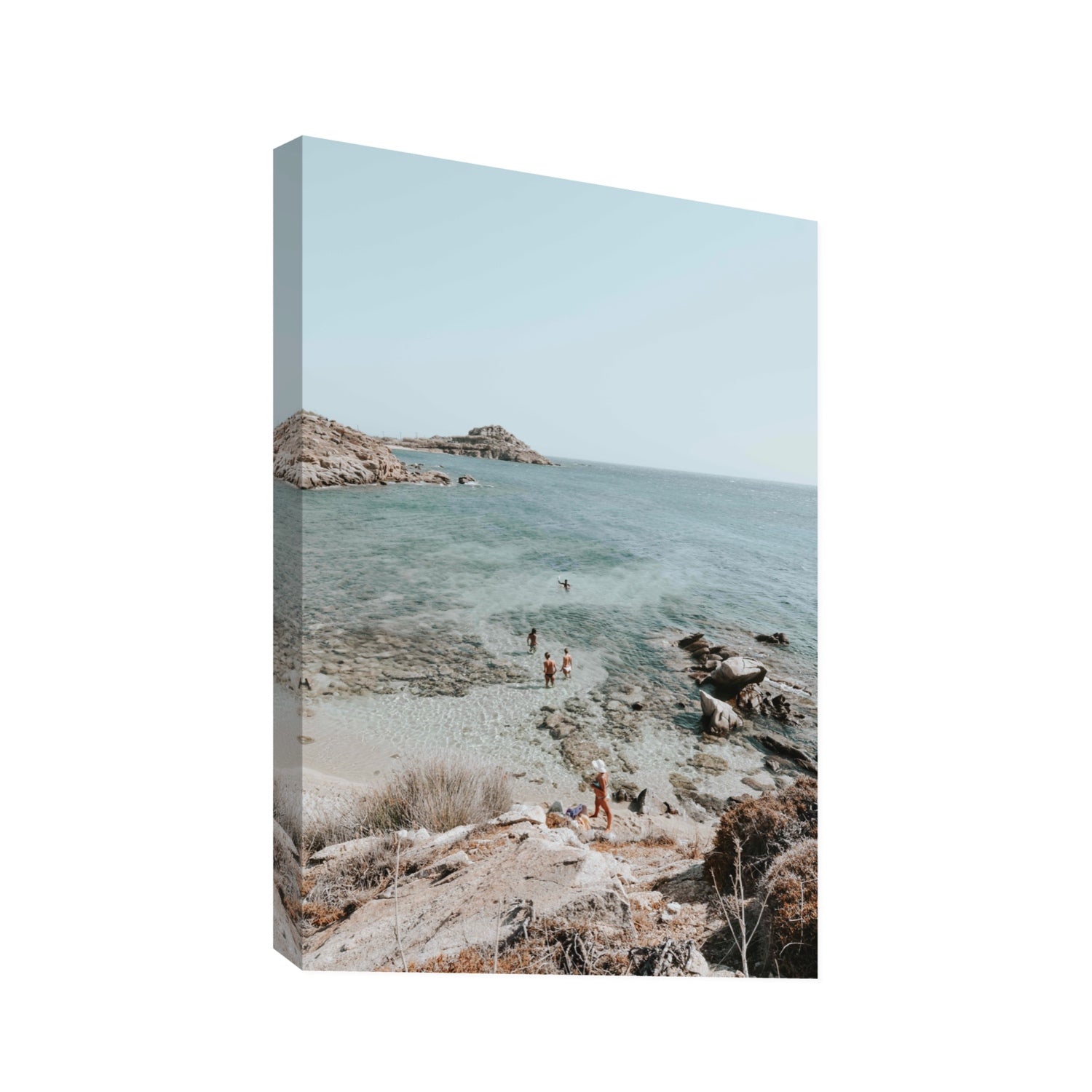 Explorers Mykonos Greek island wall art Statement stretched canvas print