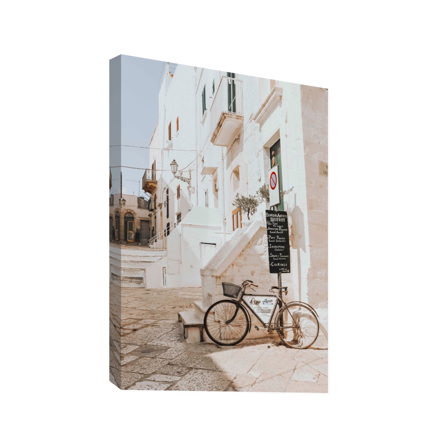 La Bicicletta Puglia Ostuni wall art Statement stretched canvas print