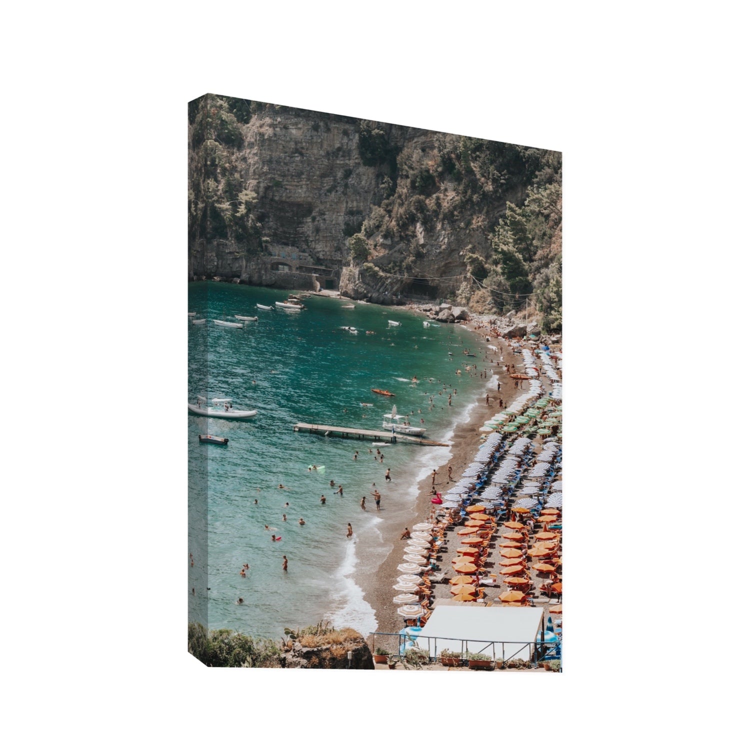 Parasol Panorama fine art print, Positano, Italy, Statement, Stretched Canvas