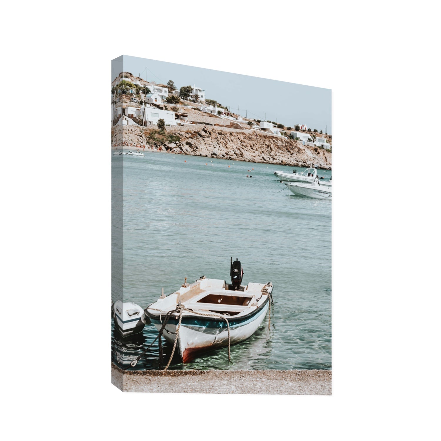 Classic Wheels Mykonos Greek island wall art Statement stretched canvas print