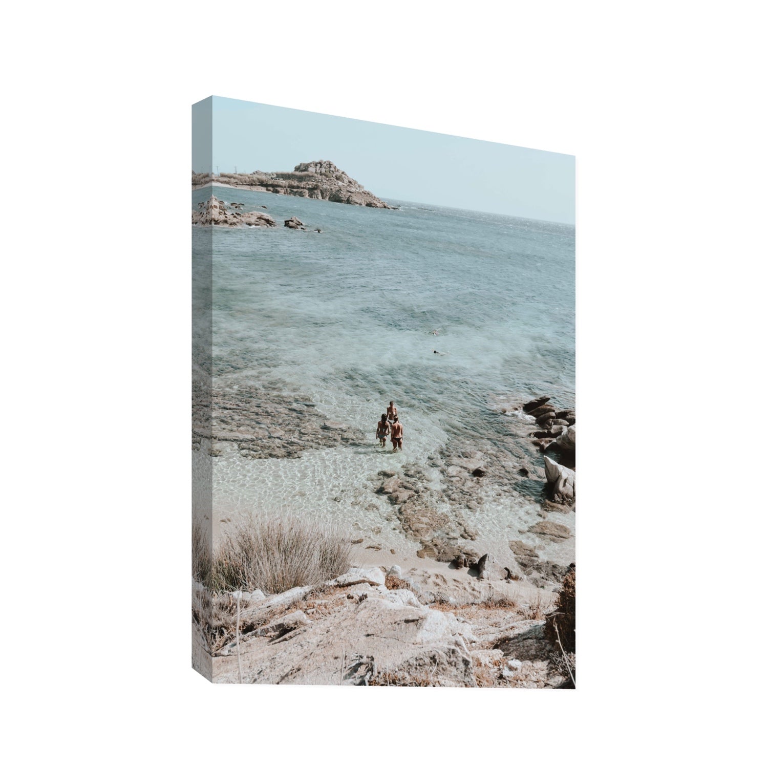 Island Life Mykonos coastal Greek island wall art Statement stretched canvas print