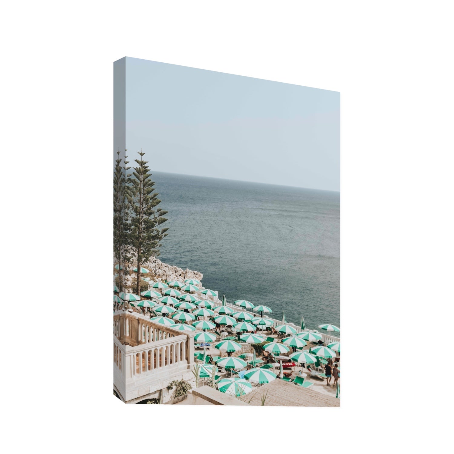 Sun-drenched Stripes Puglia beach coastal wall art Statement stretched canvas print