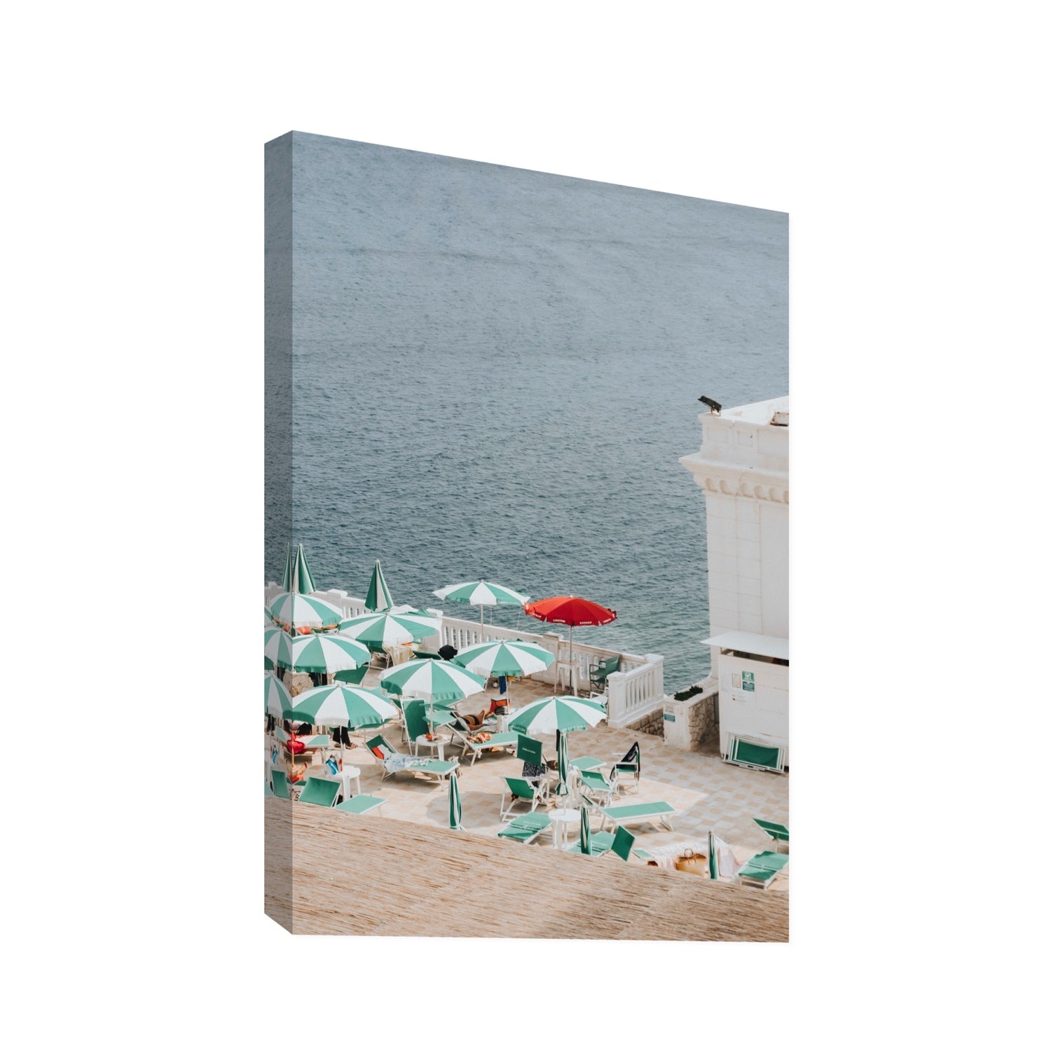 Lido Italiano Puglia beach Italian wall art Statement stretched canvas print