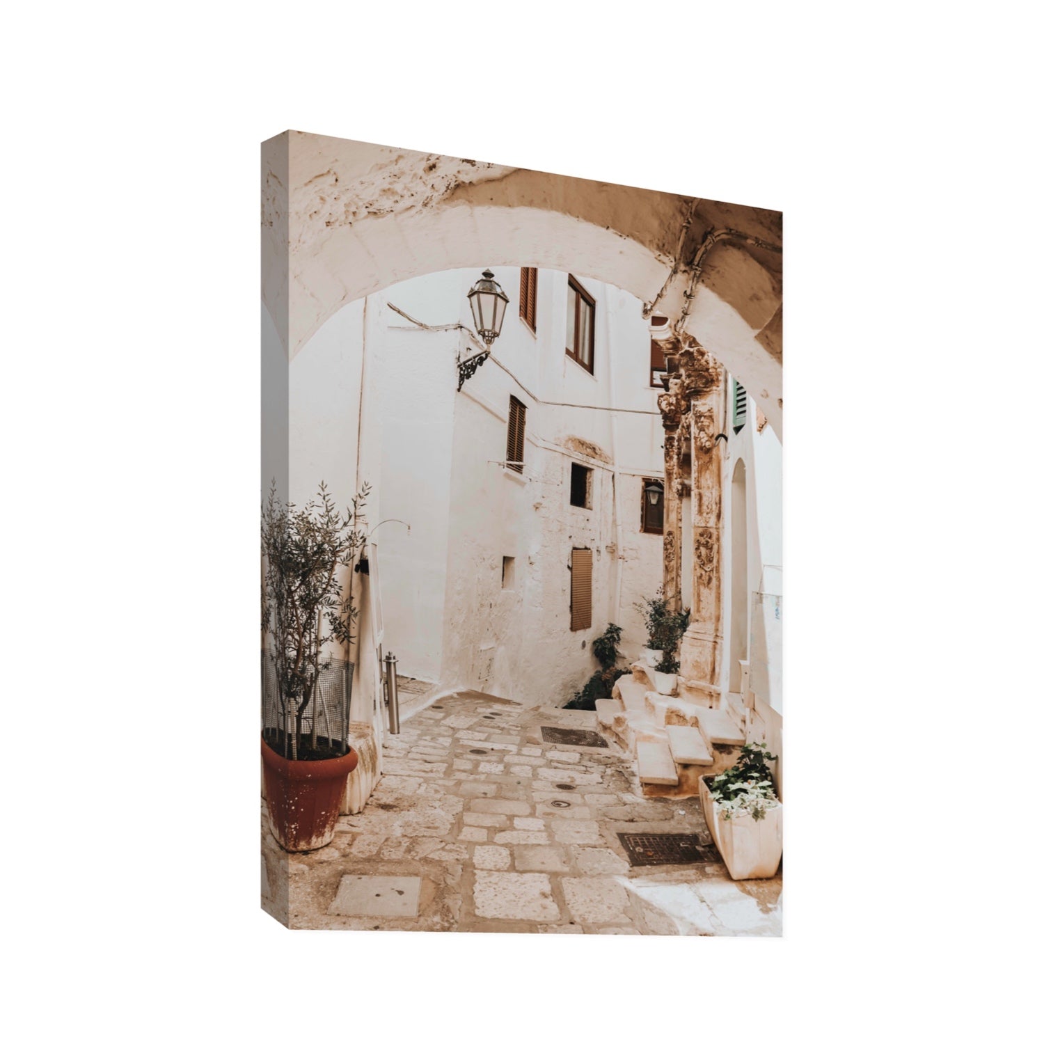 Pathway Wander Puglia Ostuni wall art Statement stretched canvas print