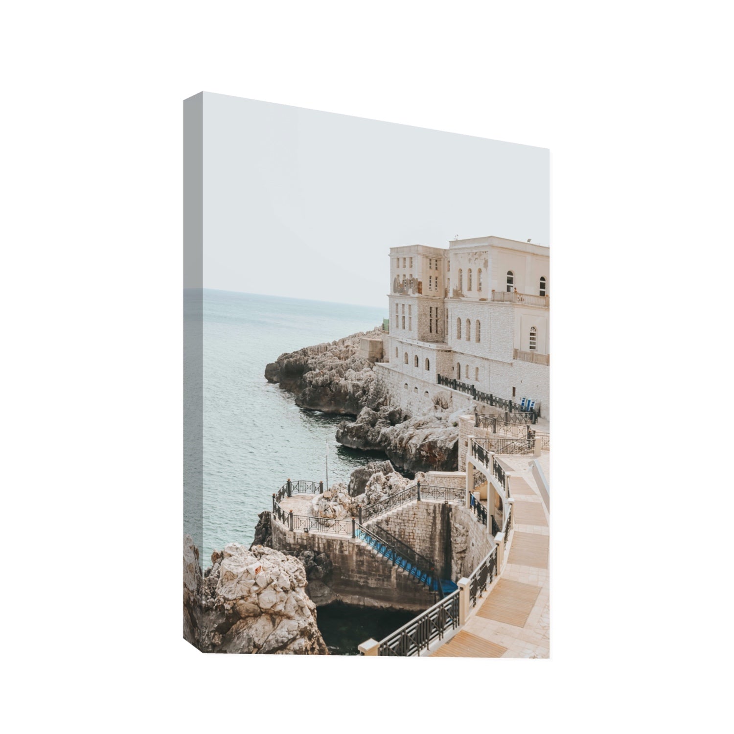 Santa Cesarea Puglia Italian coastal wall art Statement stretched canvas print