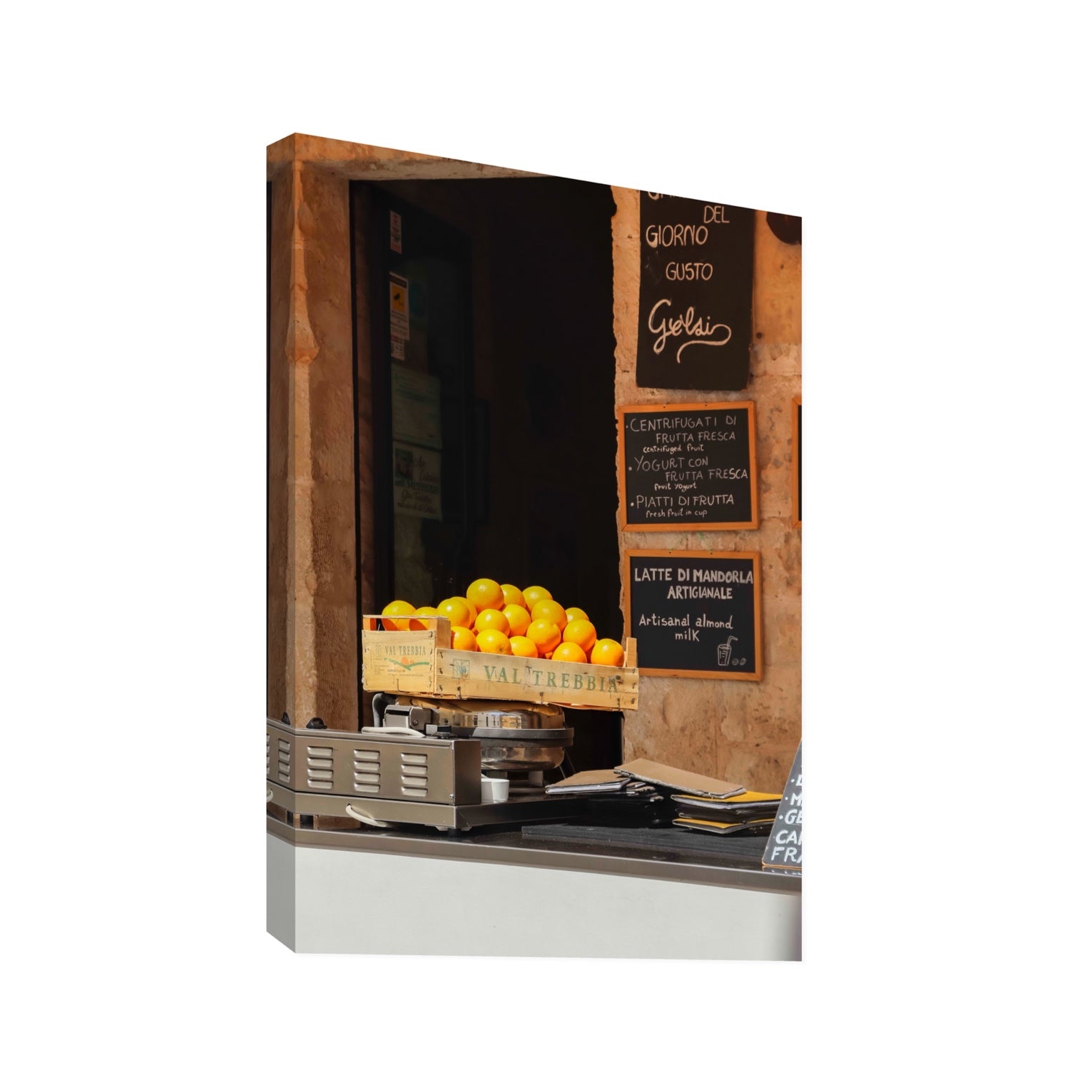 Luminous Citrus Puglia Ostuni Italian wall art Statement stretched canvas print