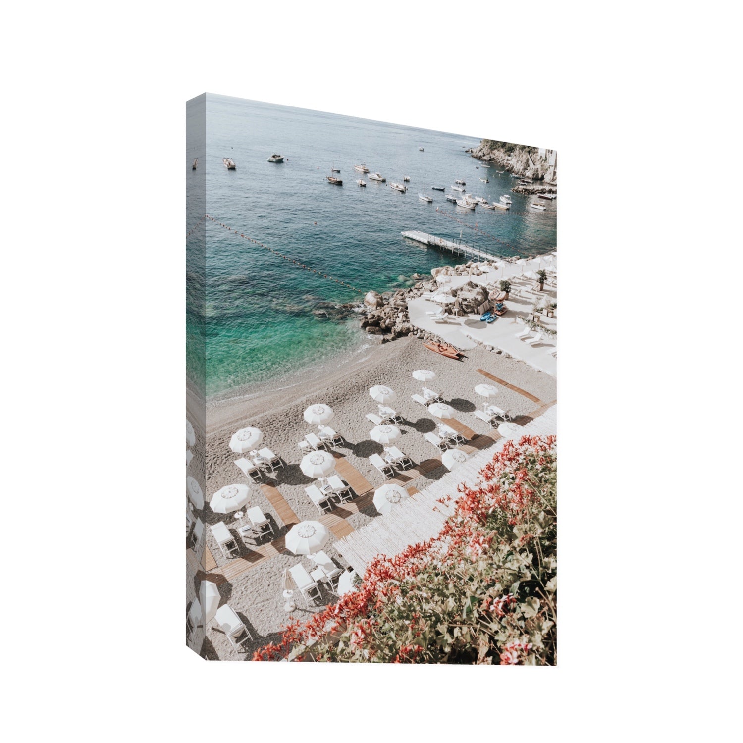 Tranquil Oasis Amalfi coastal wall art Statement stretched canvas print