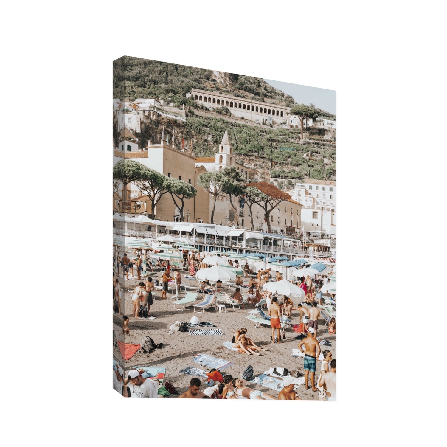 Festa In Spiaggia Amalfi coastal wall art Statement stretched canvas print