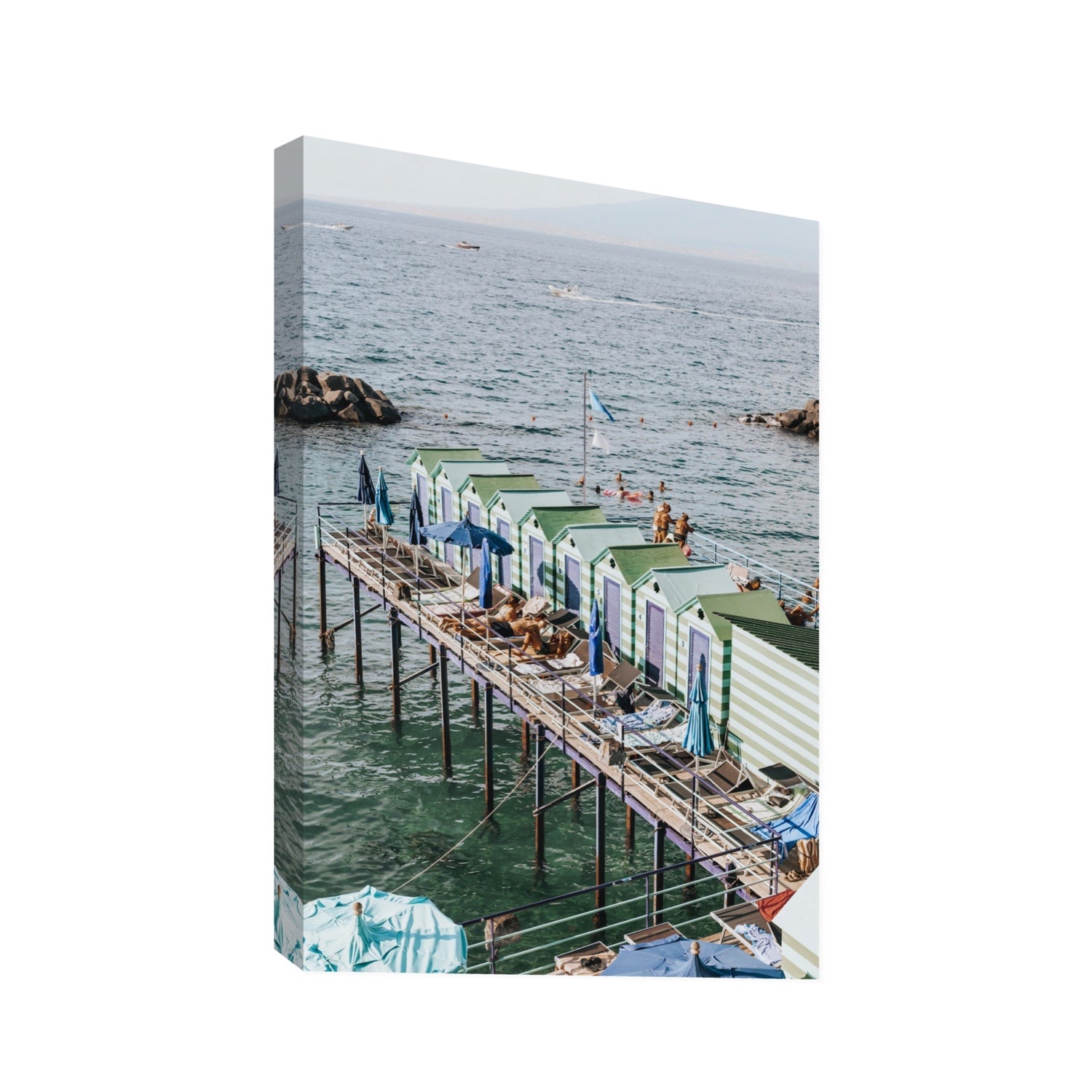 Cabine da Spiaggia fine art print, Sorrento, Italy, Statement, Stretched Canvas