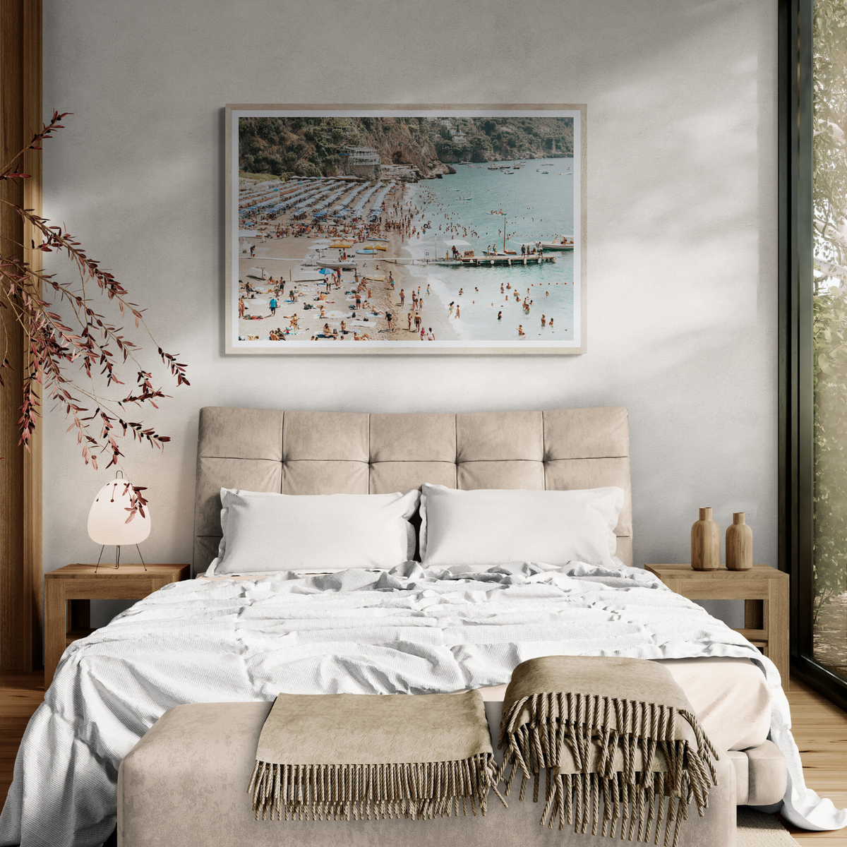 Vista Costiera Positano decor wall art framed print styled in a room