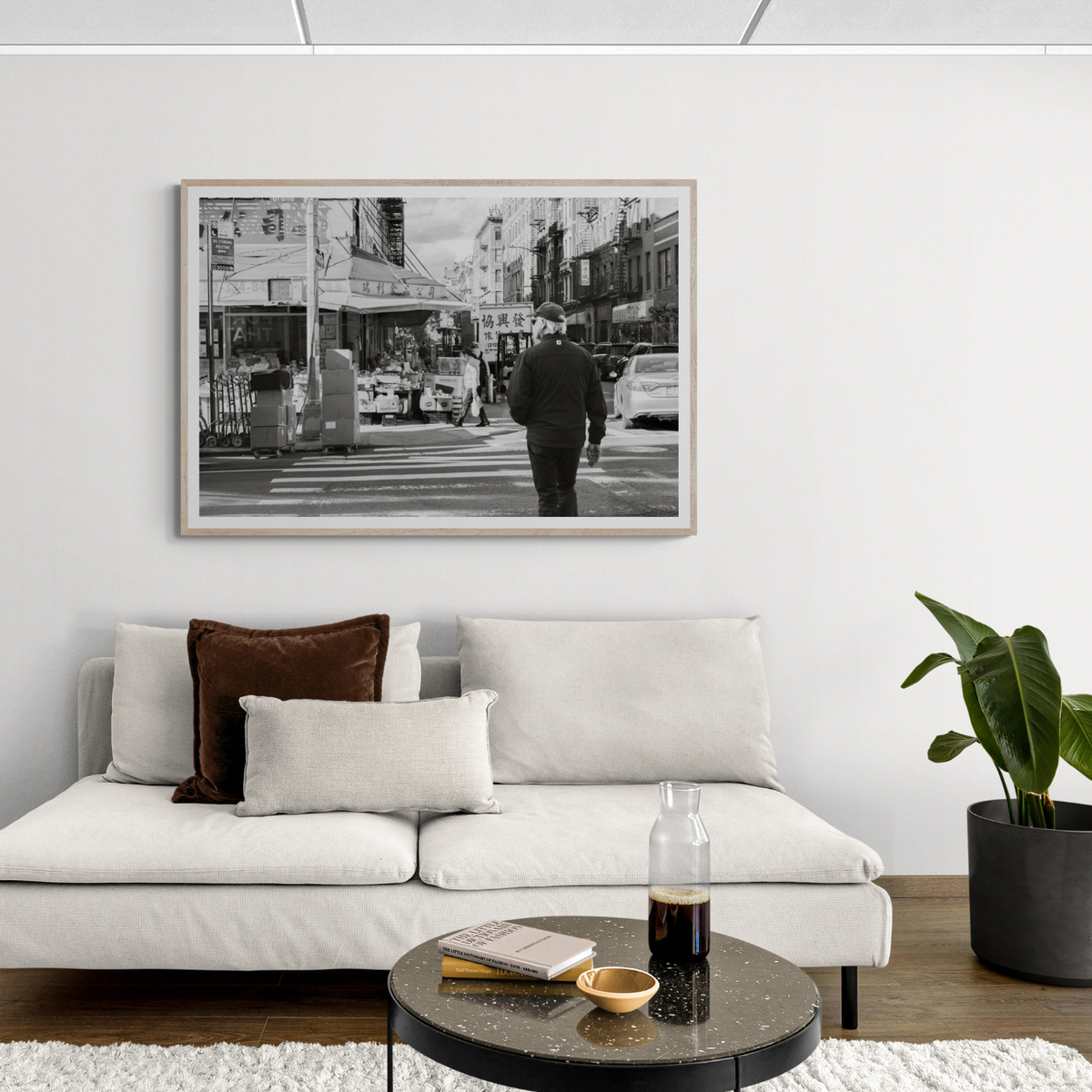 Chinatown New York NYC Street wall art framed print styled in a room