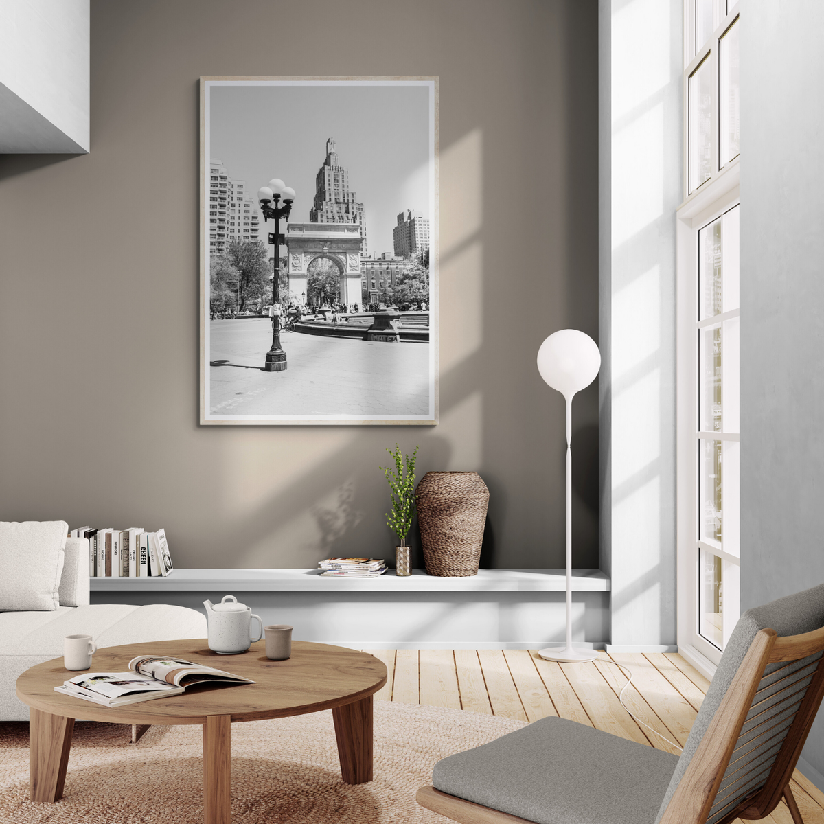 Pole Position New York NYC Black & White wall art framed print styled in a room