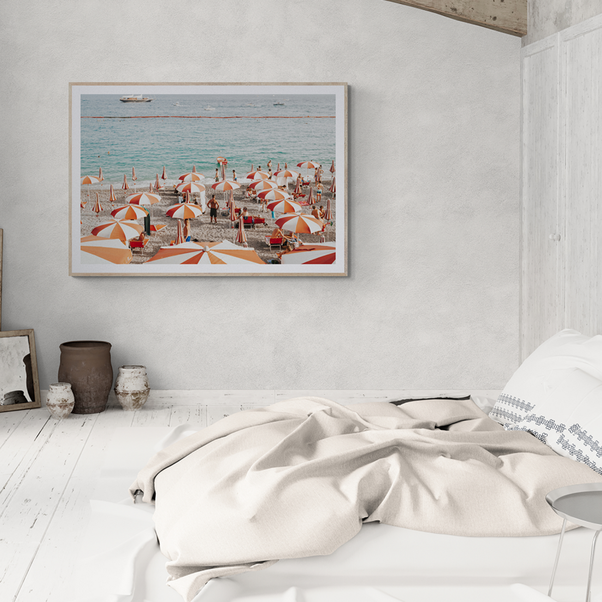 That's Amore Amalfi Mediterranean wall art framed print styled in a room view 2