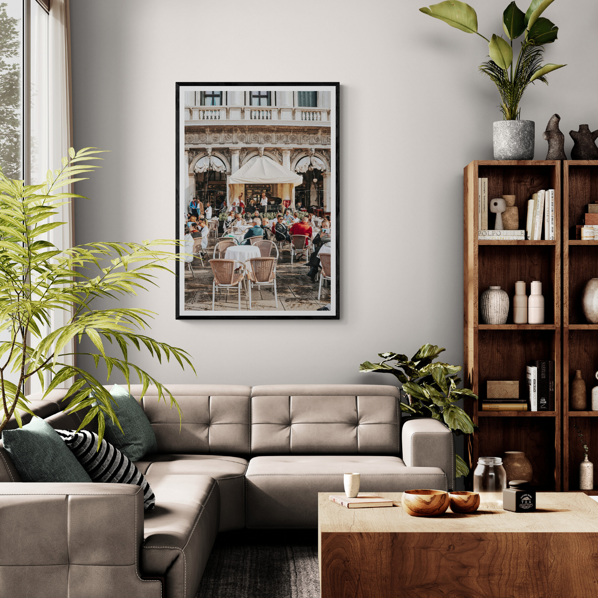 Piazza San Marco Venice Italian wall art framed print styled in a room