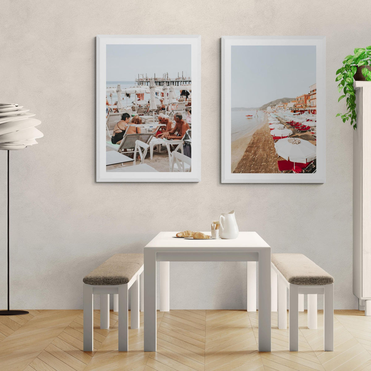 Salted Shuffle + Italian Riviera artworks styled together in a room