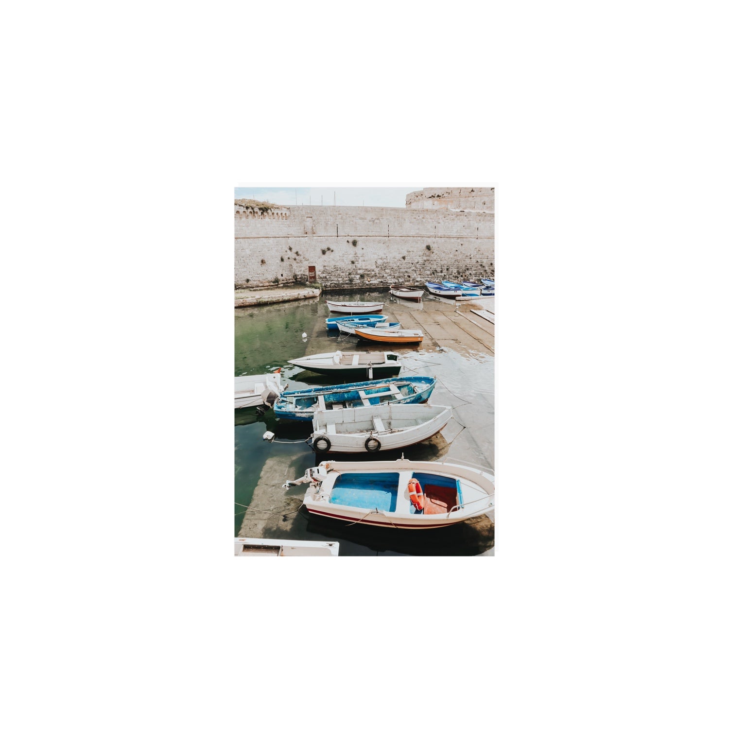 Harbour Palette Puglia coastal photography wall art A5, 21 x 14.8 cm unframed fine art canvas