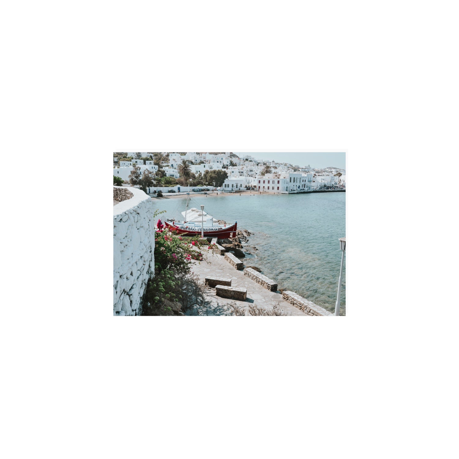 Harika Mykonos Greek island wall art A5, 21 x 14.8 cm unframed fine art canvas