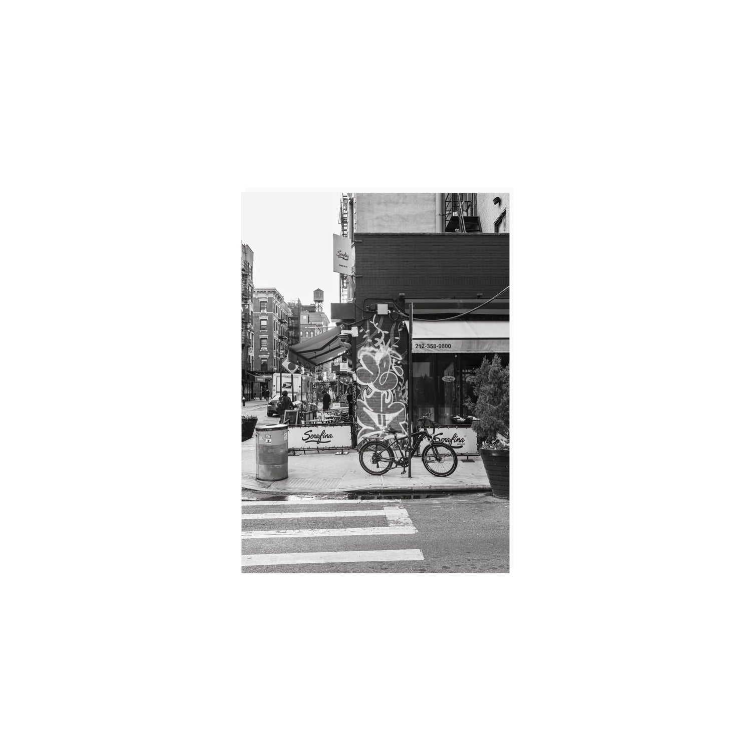 Cafe Canvas New York NYC Black & White wall art A5, 21 x 14.8 cm unframed fine art canvas view 2