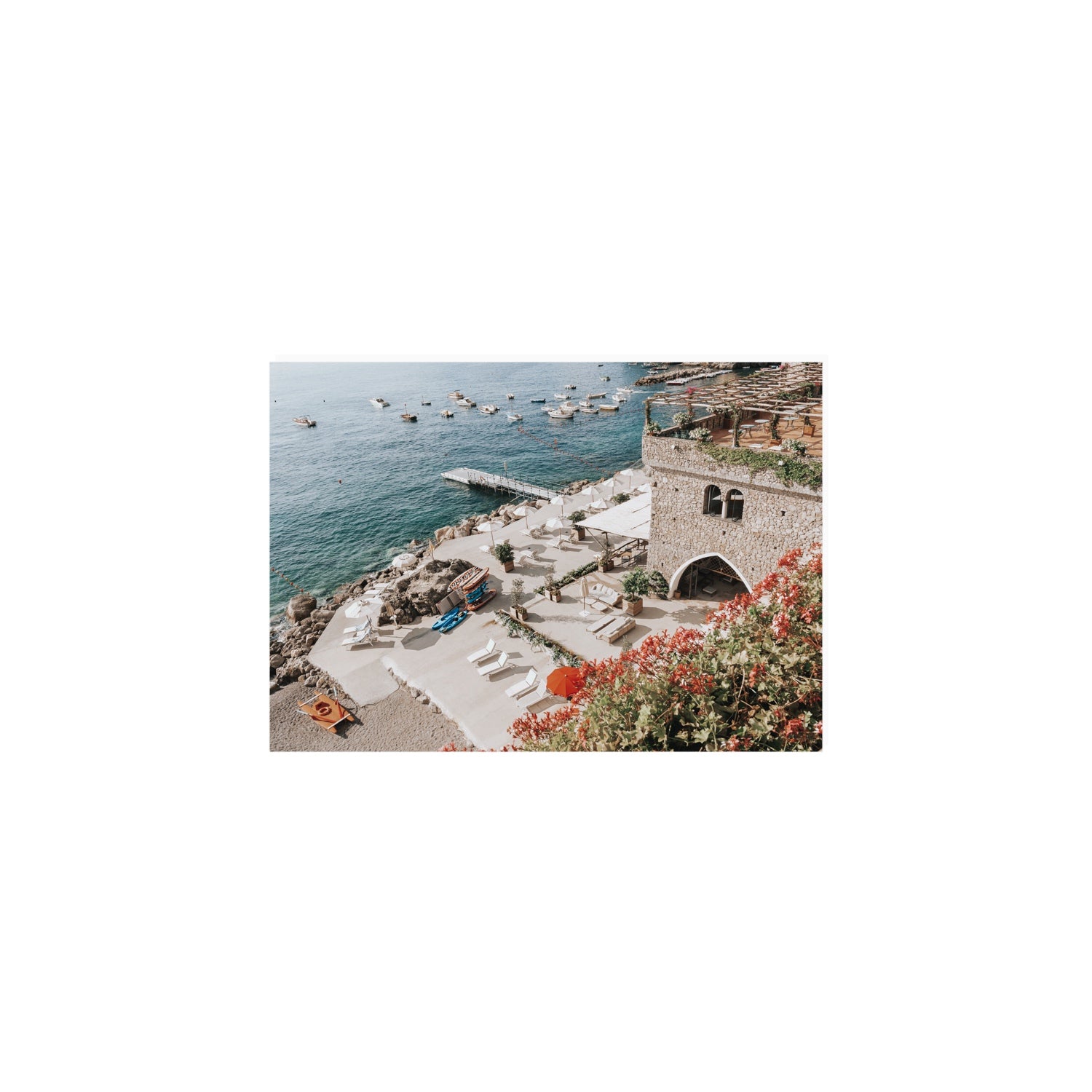 Floral Fortress fine art print, Amalfi, Italy, A5 · 21 x 14.8 cm, Unframed, Fine Art Canvas