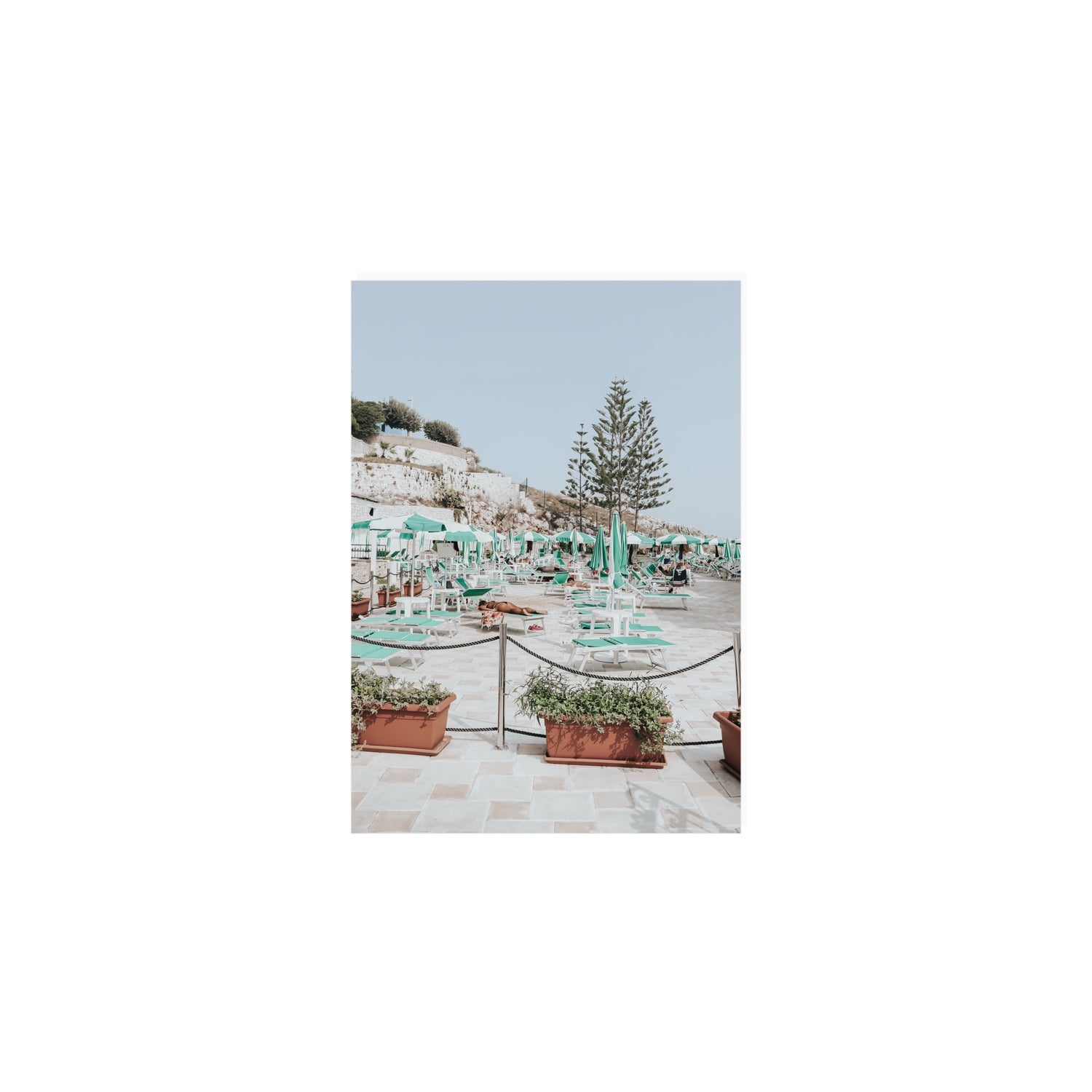 Siesta on The Terrace Puglia coastal wall art A5, 21 x 14.8 cm unframed fine art canvas