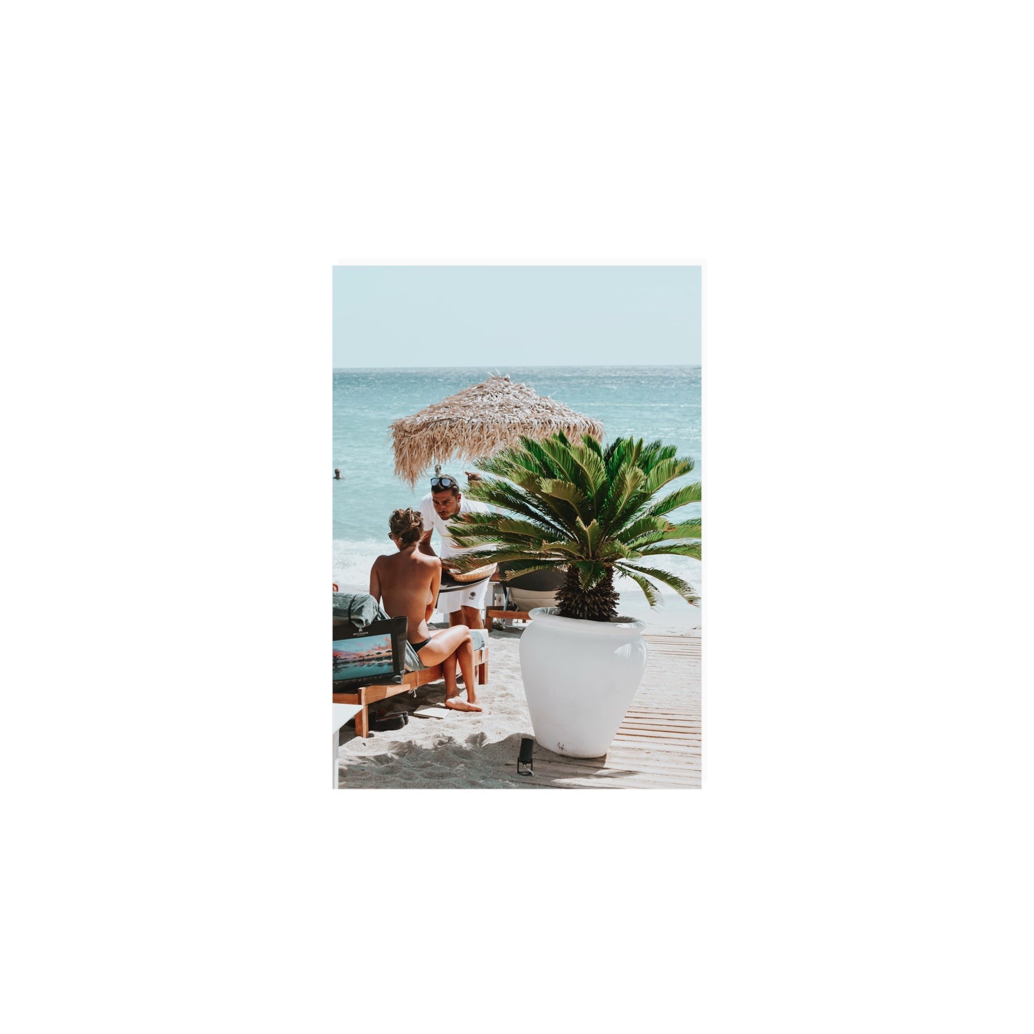 At Your Service Mykonos Greek island wall art A5, 21 x 14.8 cm unframed fine art canvas