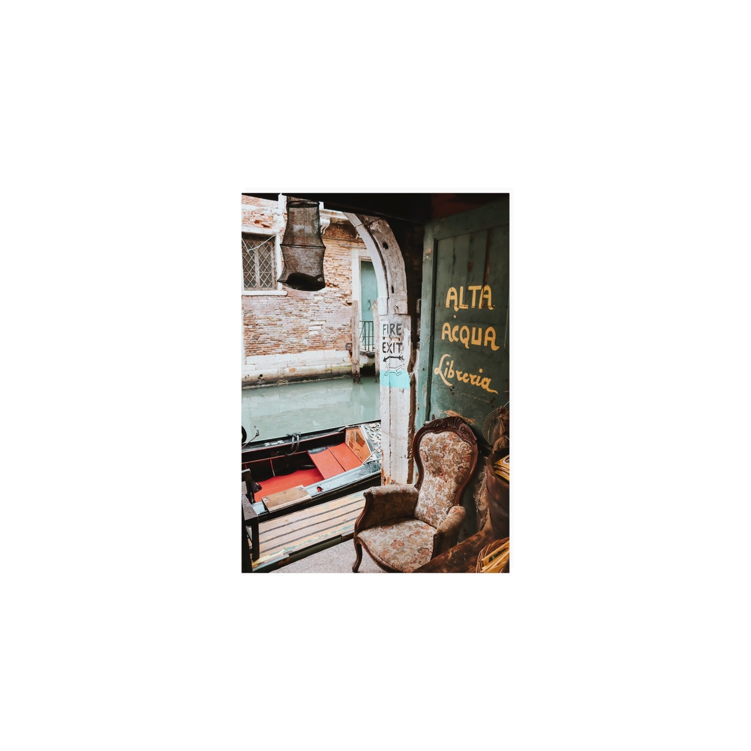 Alta Acqua Venice Bookstore wall art A5, 21 x 14.8 cm unframed fine art canvas
