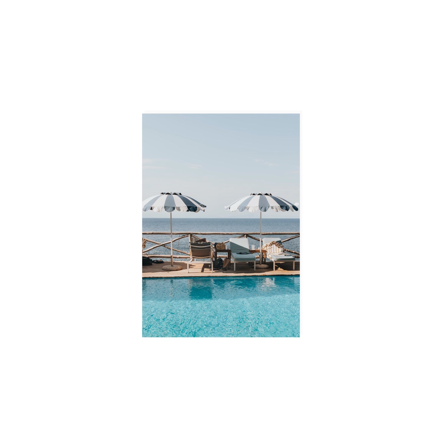 Beach Retreat fine art print, Ischia, Italy, european beach clubs artwork, A5 · 21 x 14.8 cm, Unframed, Fine Art Canvas