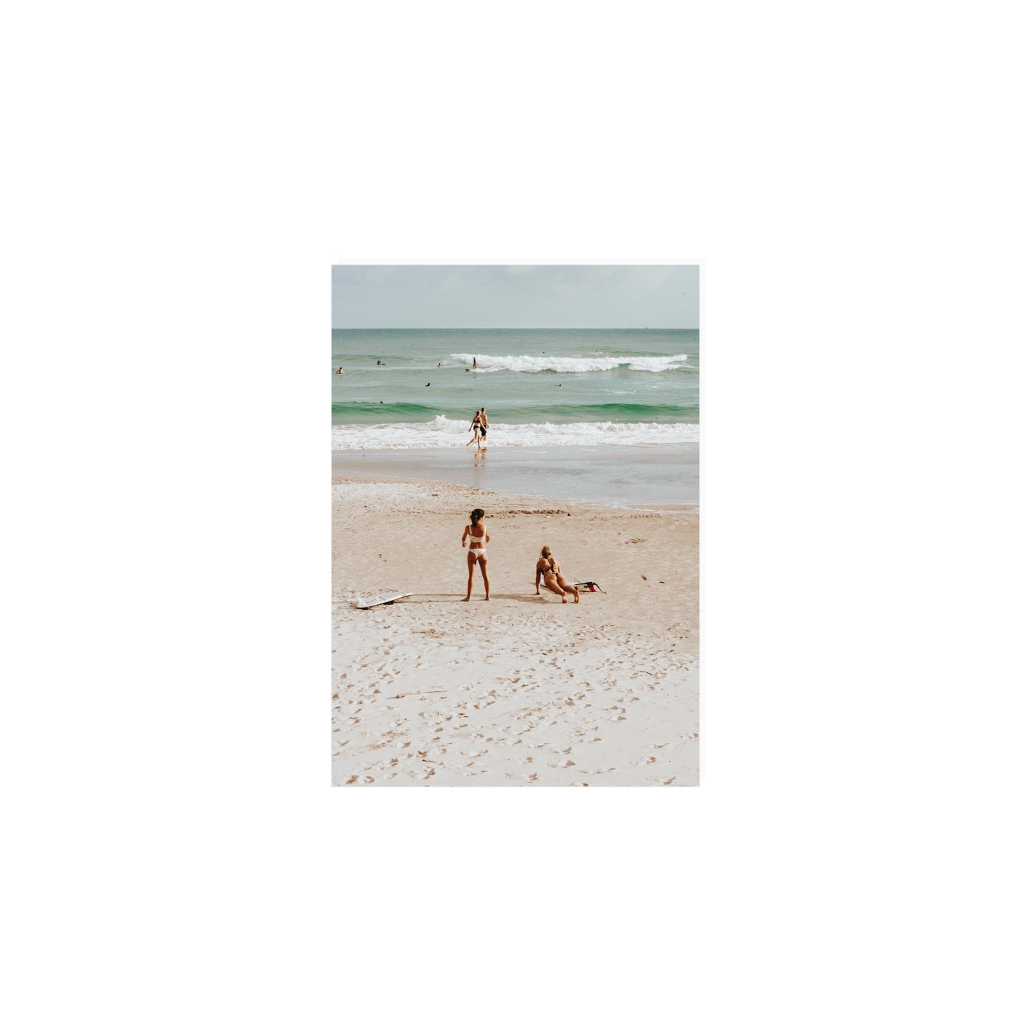 Gidget & Betty Byron Bay beach coastal wall art A5, 21 x 14.8 cm unframed fine art canvas