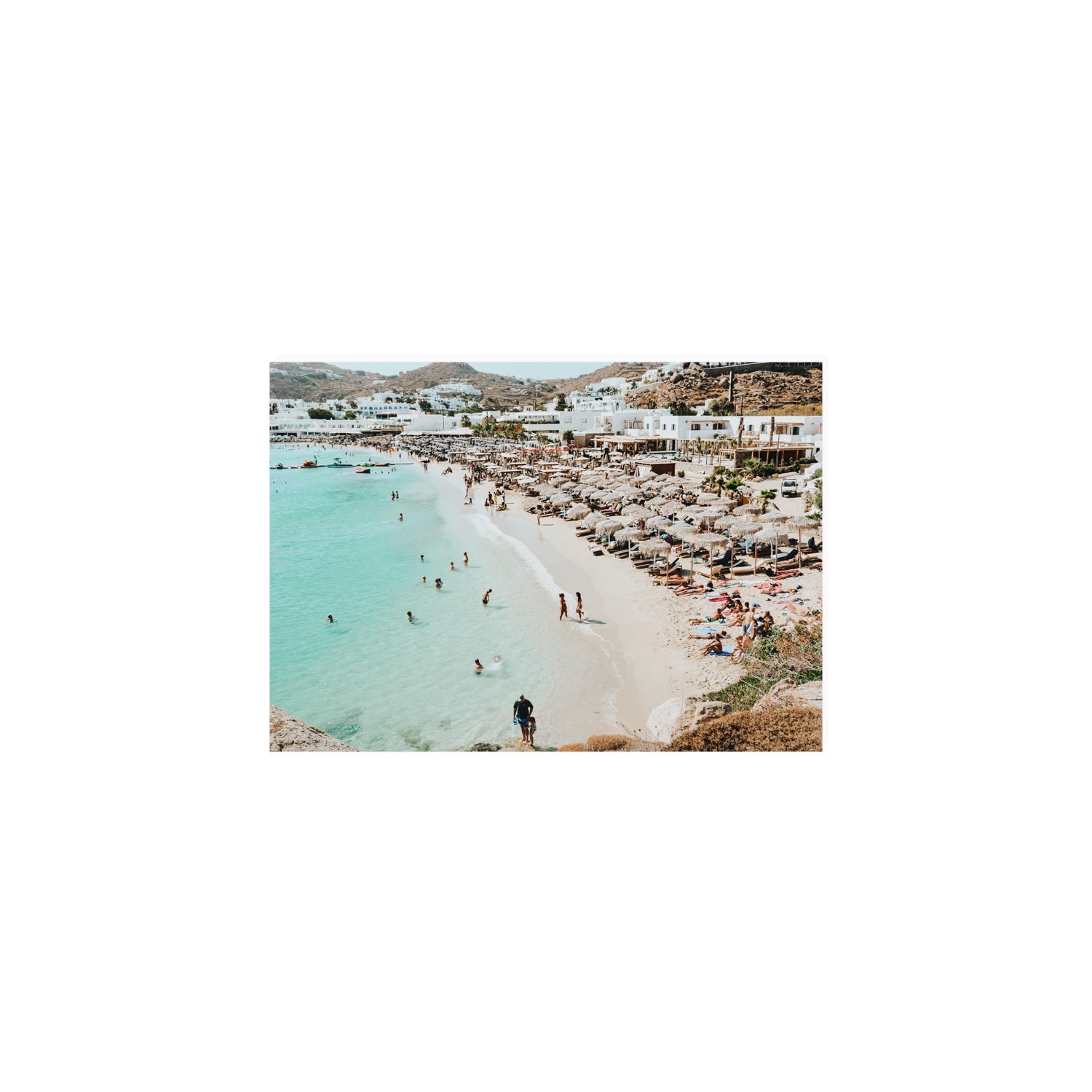Aquaholic Mykonos Greek island wall art A5, 21 x 14.8 cm unframed fine art canvas