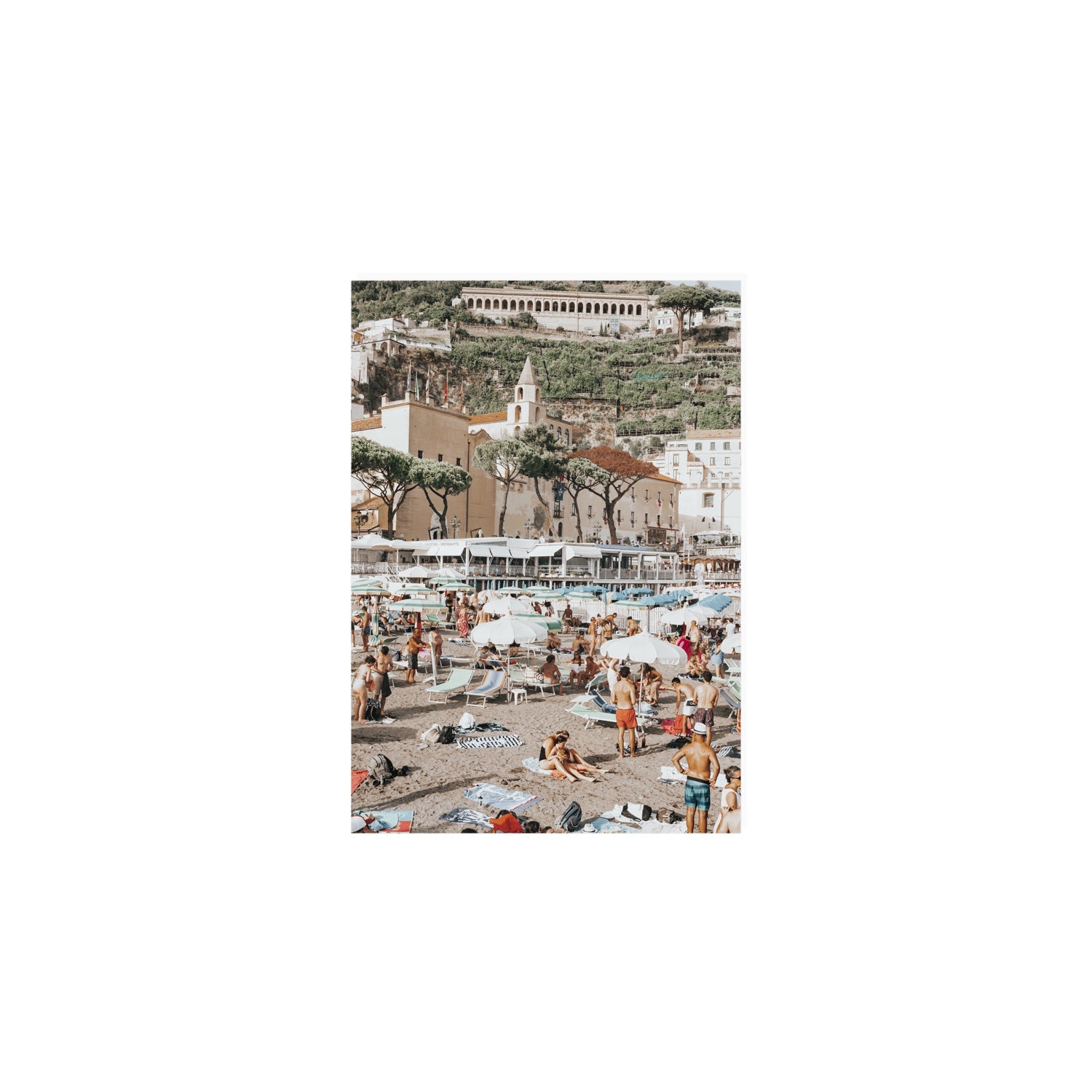 Festa In Spiaggia Amalfi coastal wall art A5, 21 x 14.8 cm unframed fine art canvas
