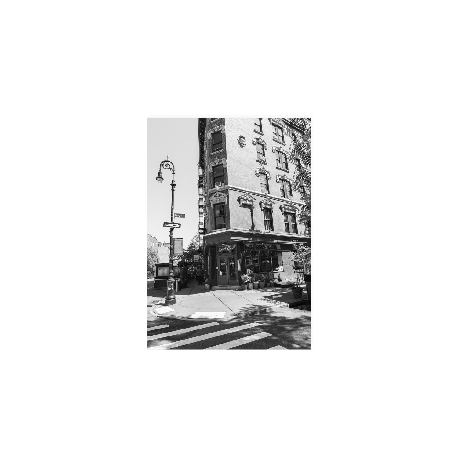 Parisian On Perry New York NYC Black & White wall art A5, 21 x 14.8 cm unframed fine art canvas